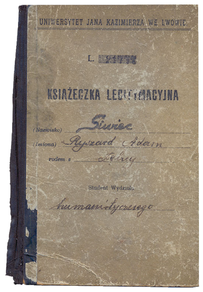Ryszard Siwiec’s student card from Jan Kazimierz University in Lviv