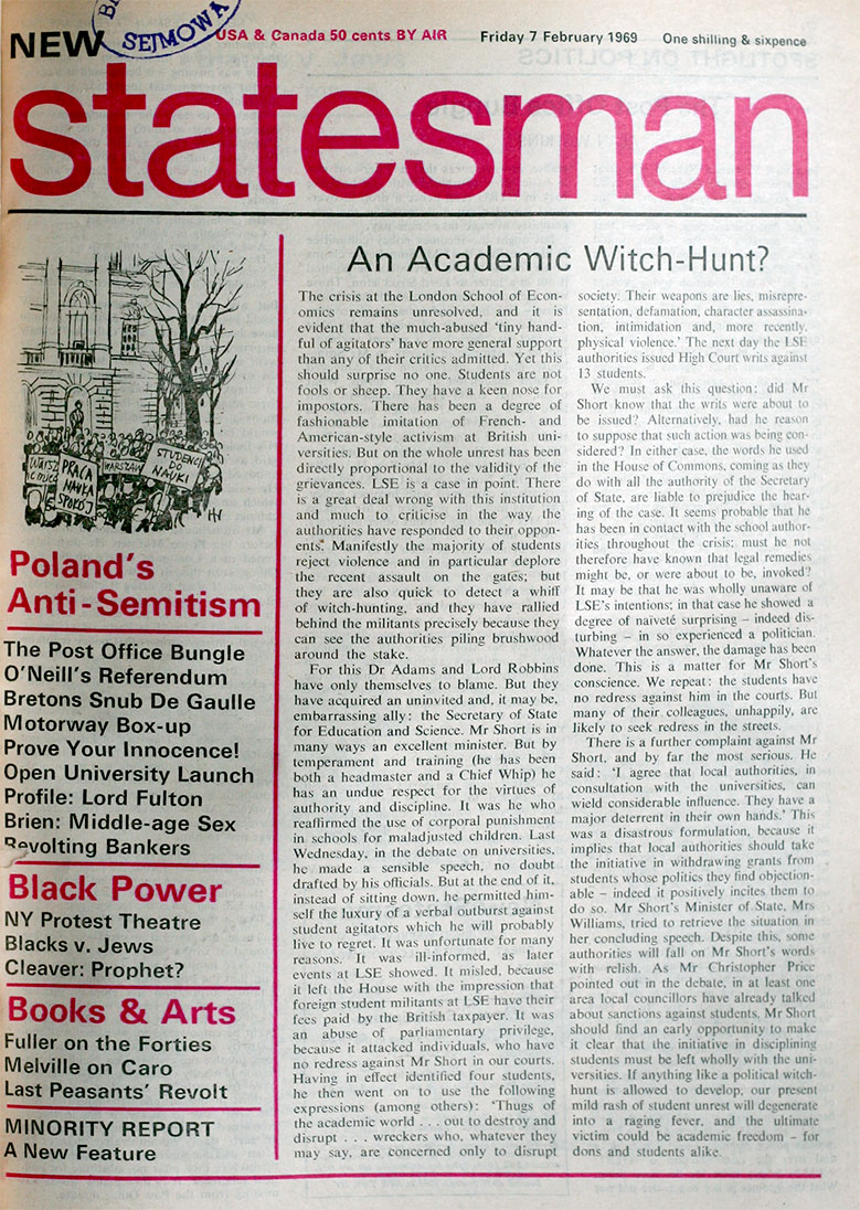 The front page of the English weekly magazine “The New Statesman and Nation” together with an excerpt from the article and a letter doubting the truth about the act of self-immolation