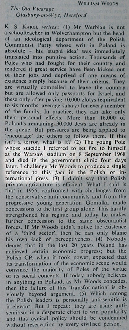 The front page of the English weekly magazine “The New Statesman and Nation” together with an excerpt from the article and a letter doubting the truth about the act of self-immolation